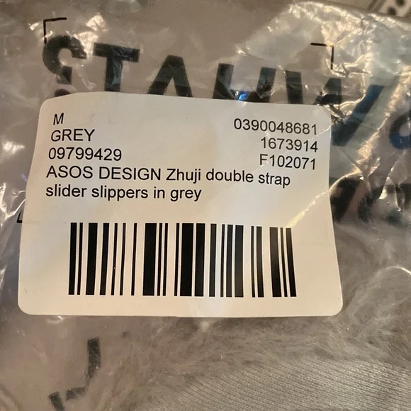 NWT ASOS DESIGN Zhuji Double Strap Scuff Slippers Gray 
Sz Medium - Picture 7 of 7